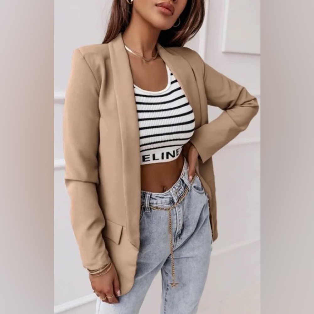 Tan Oversized Style Blazer - Picture 3 of 4